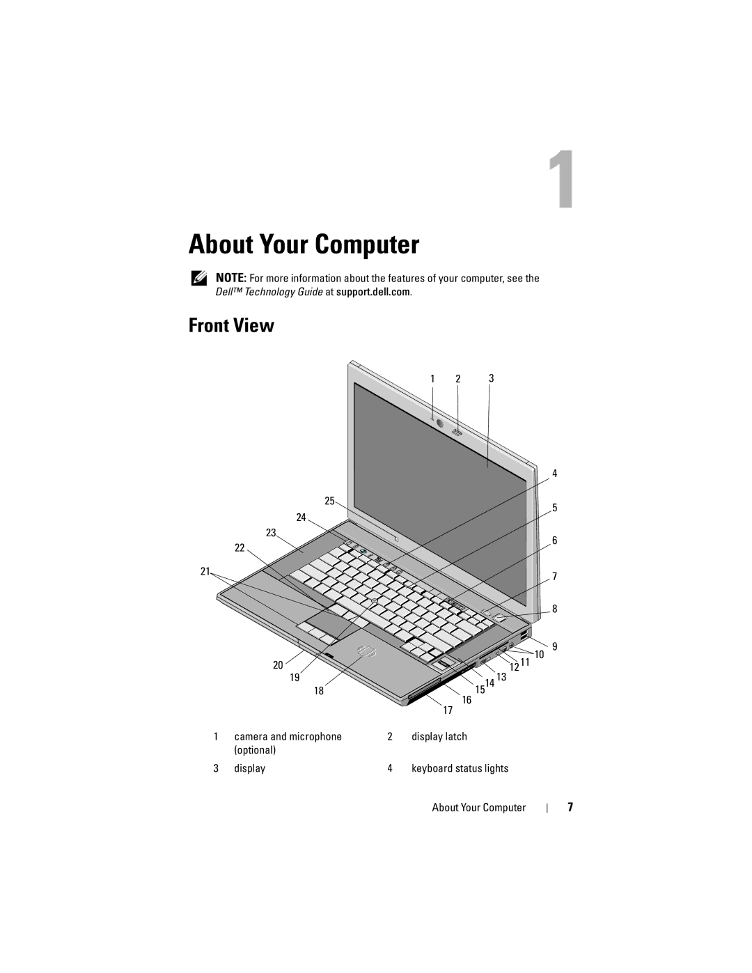 Dell X001C specifications About Your Computer, Front View 