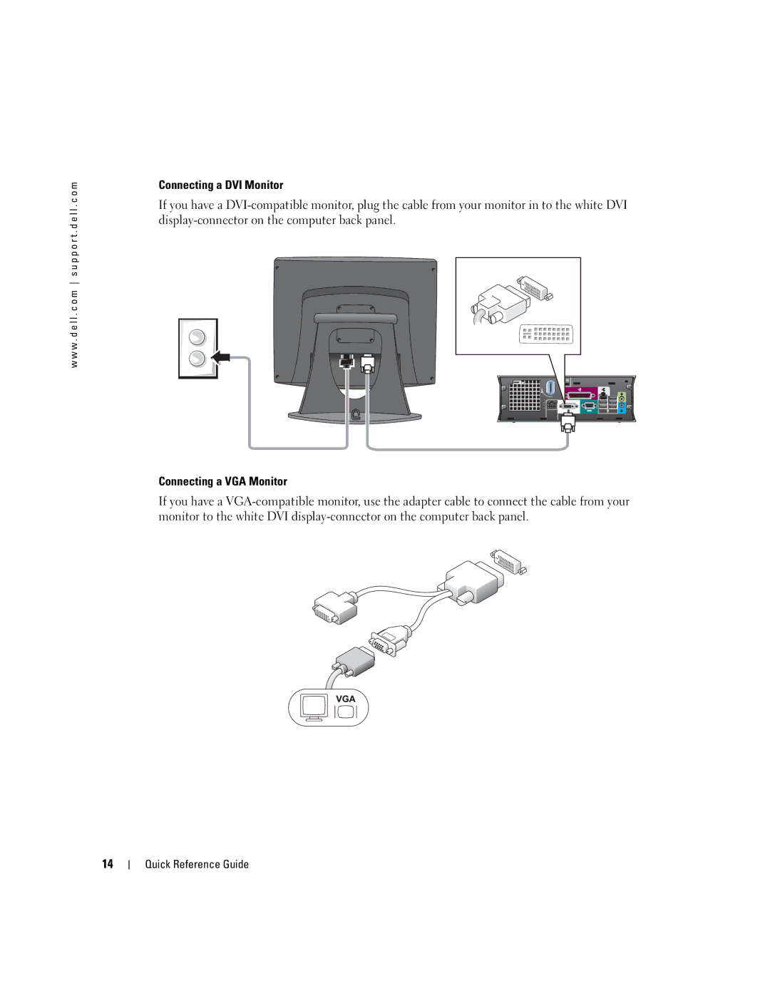 Dell X2956 manual Connecting a DVI Monitor, Connecting a VGA Monitor 