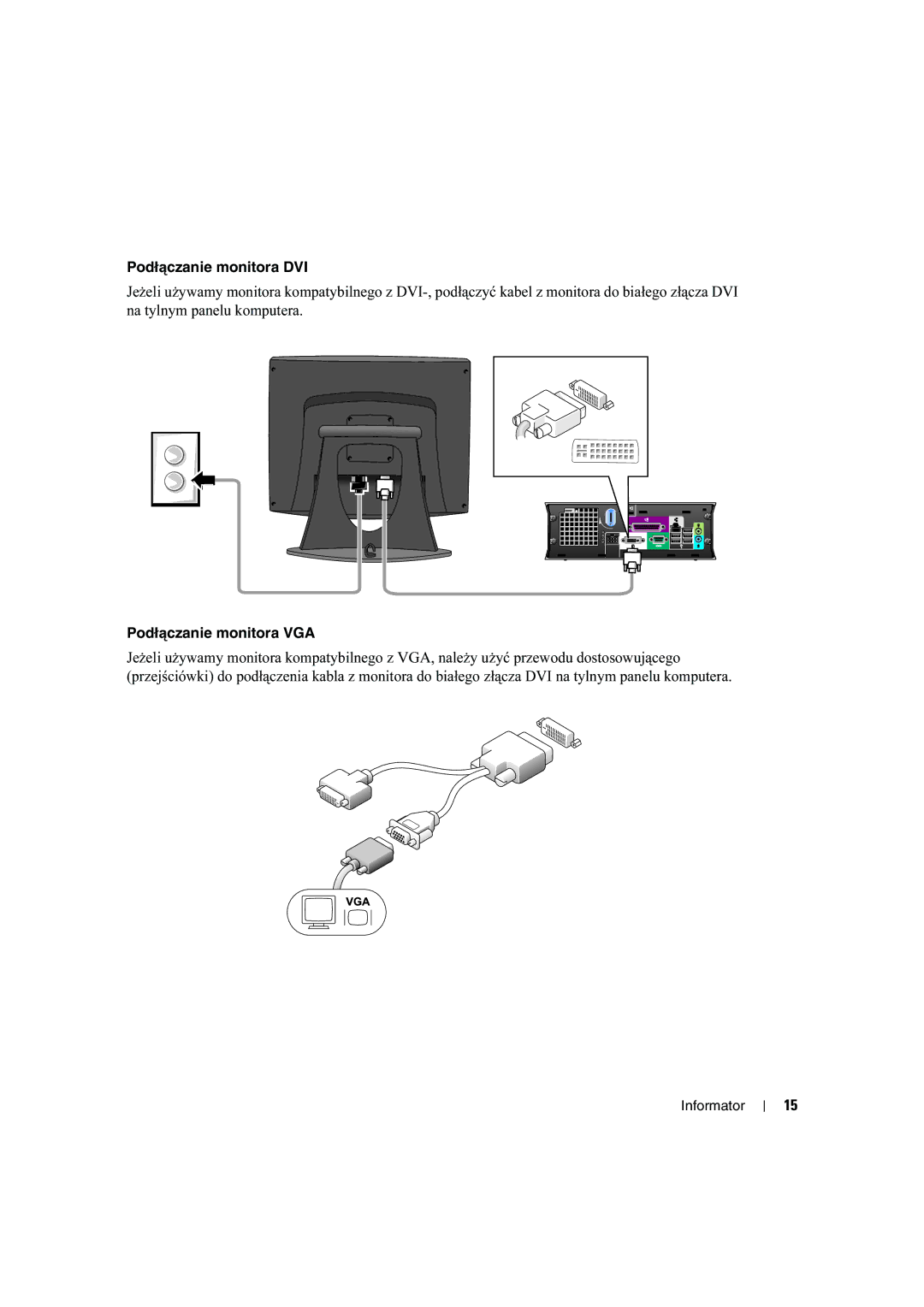 Dell X2956 manual Podłączanie monitora DVI 