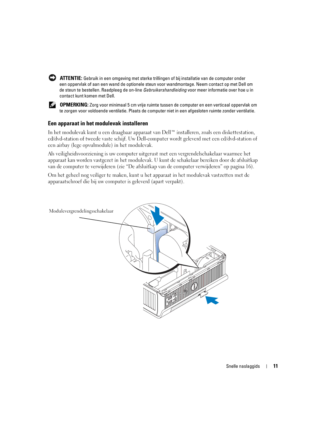 Dell X2956 manual Een apparaat in het modulevak installeren 