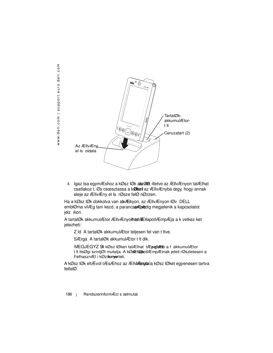 Dell X3 manual Ww Az állvány Elülső oldala, Ceruzatartó2, Rendszerinformációs útmutató 