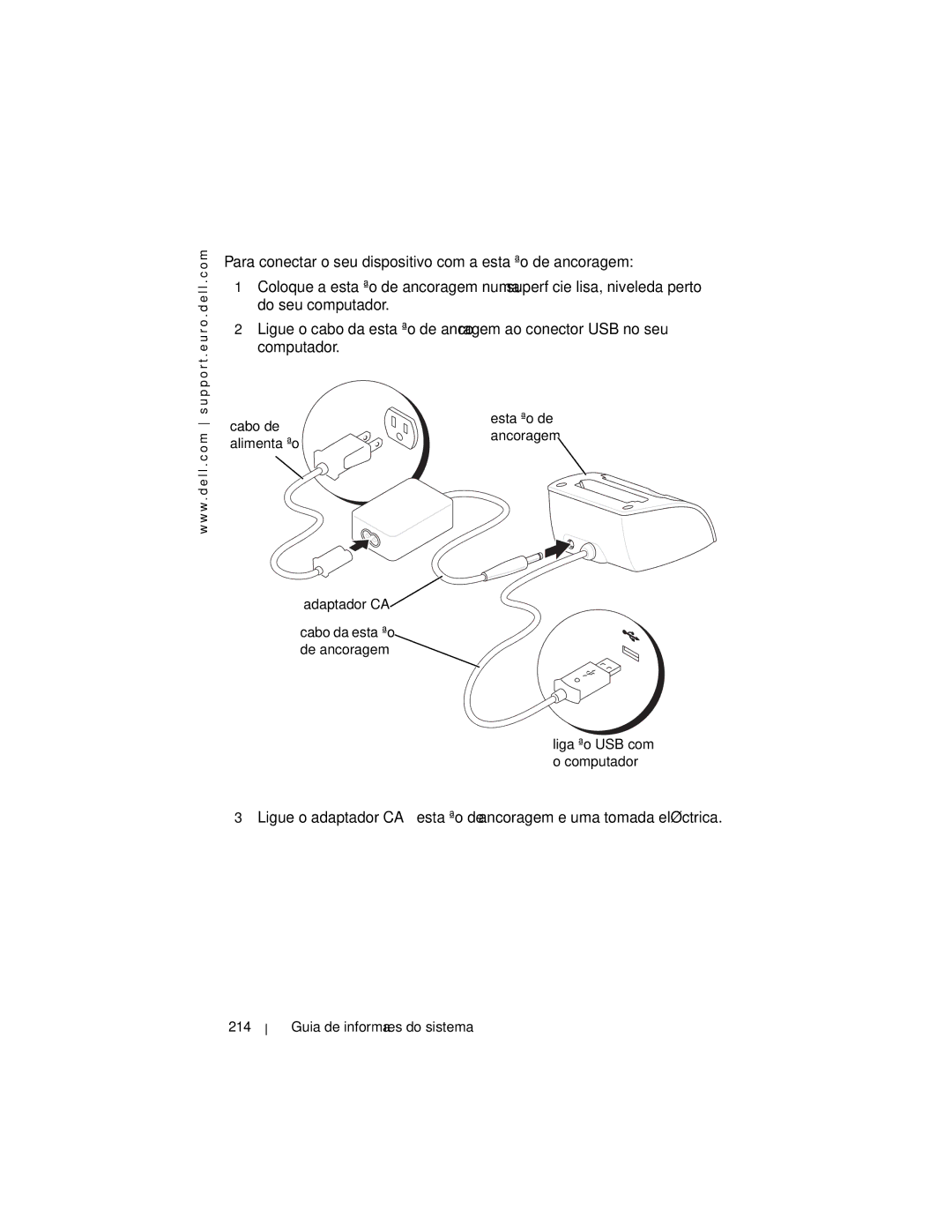 Dell X3 manual Cabo de, Alimentação Adaptador CA, Guia de informações do sistema 