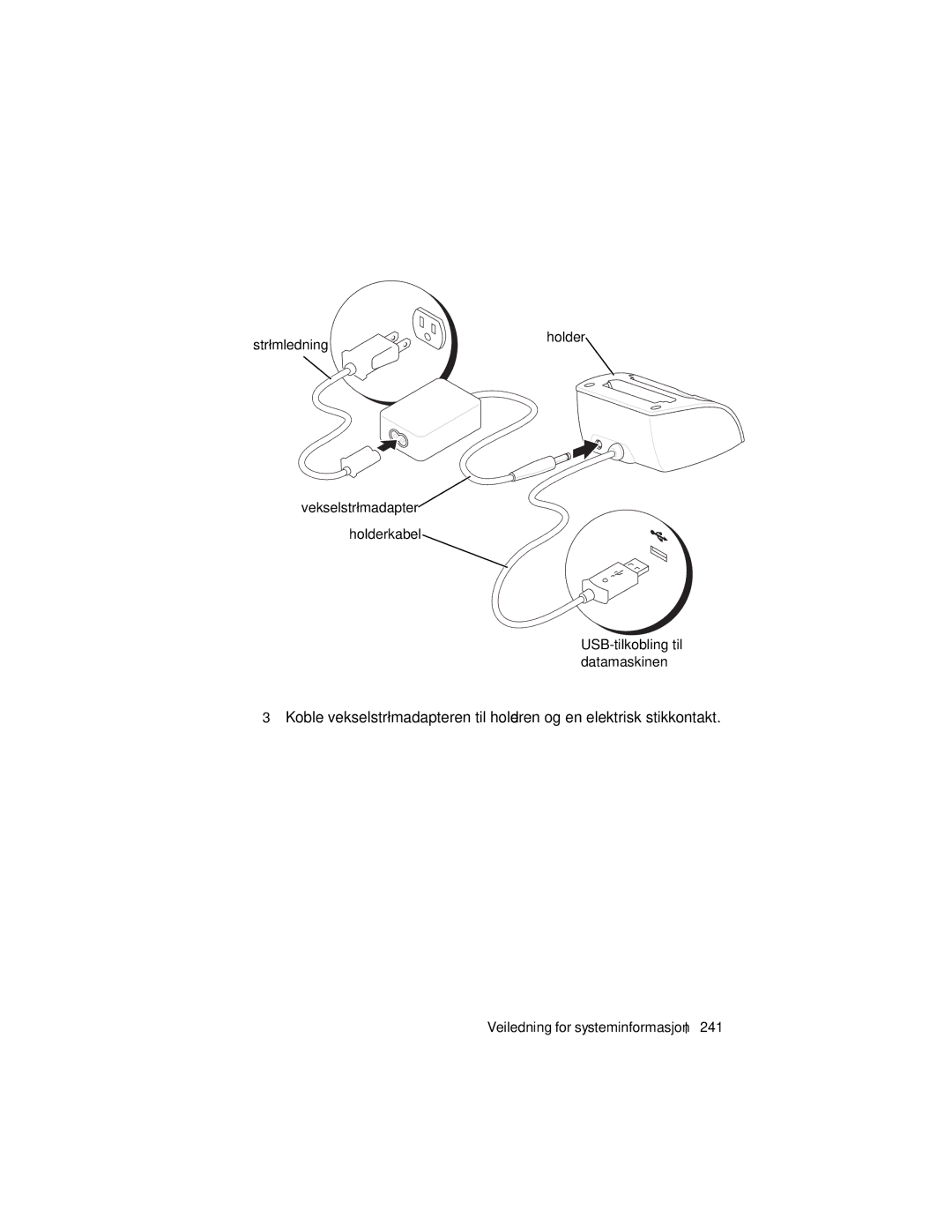 Dell X3 manual Strømledning, Vekselstrømadapter Holderkabel, 241 