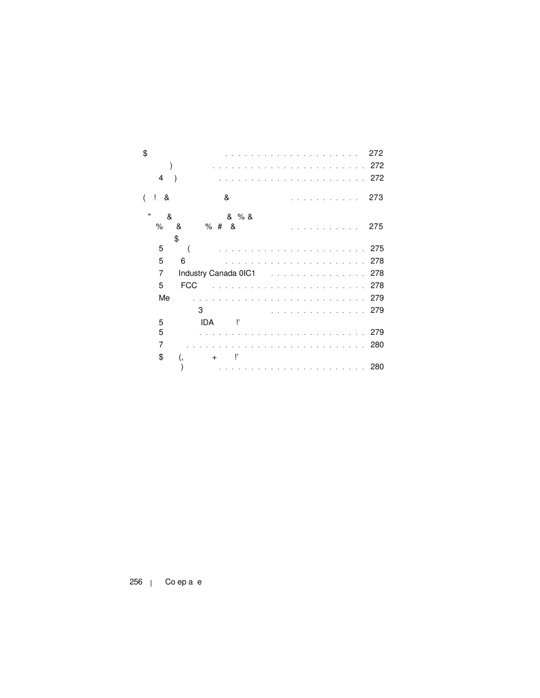 Dell X3 manual 272, Канада -Industry Canada IC 278, 279, Сингапур-одобрено IDA для использования в, 280, 256 Coдepжaниe 