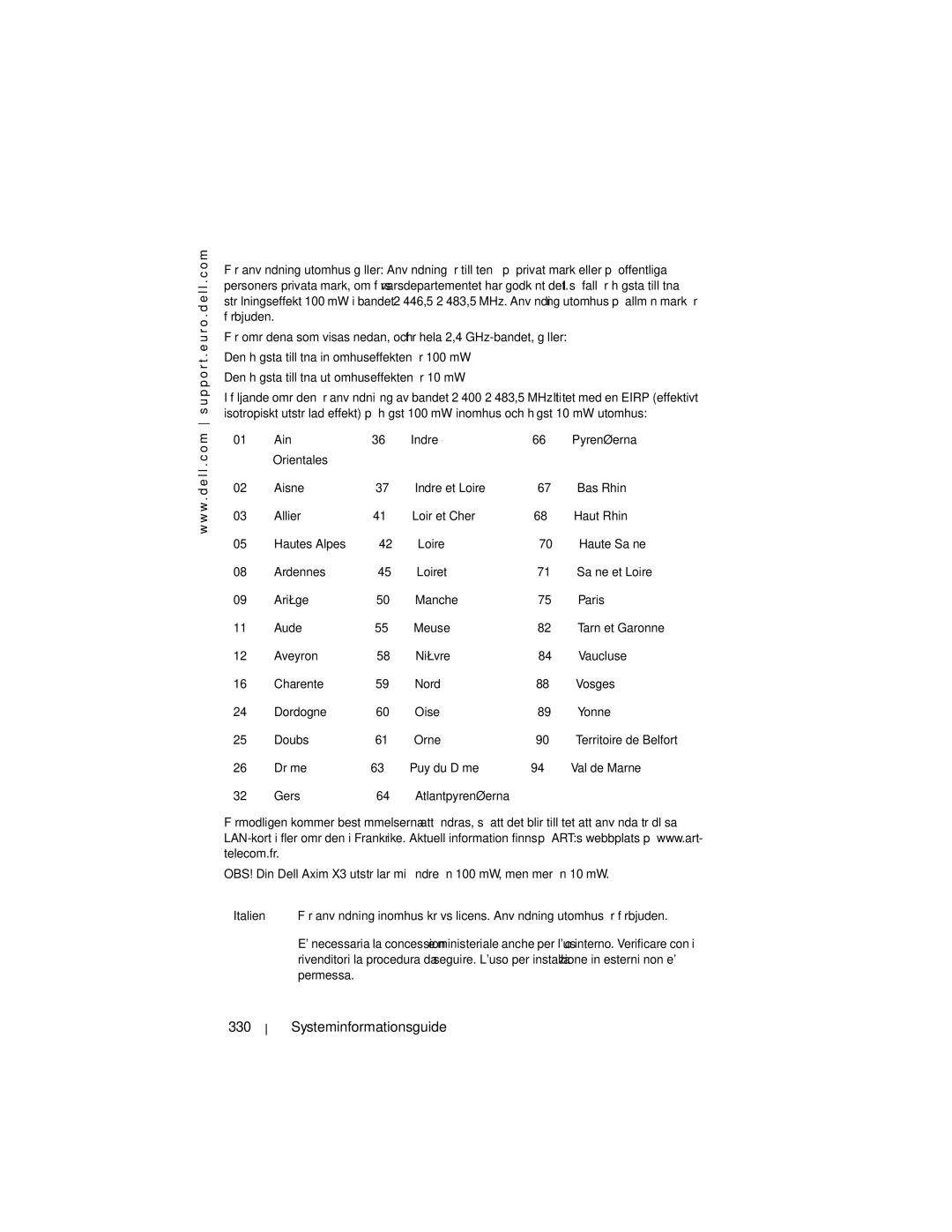 Dell X3 manual Systeminformationsguide 