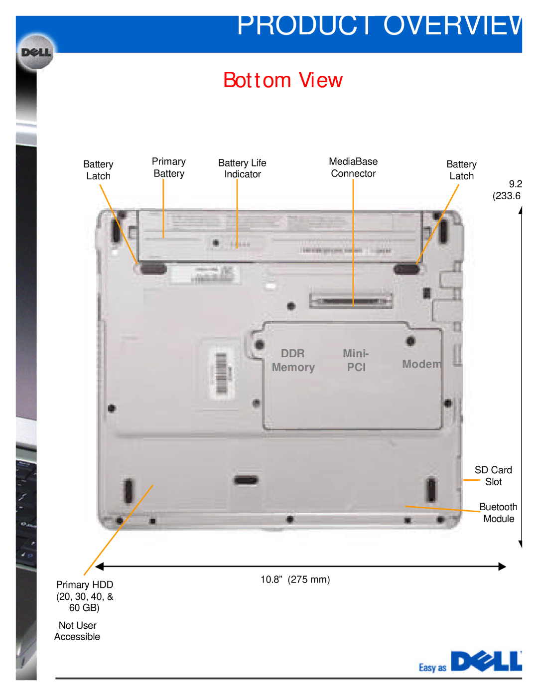 Dell X300 manual Bottom View 