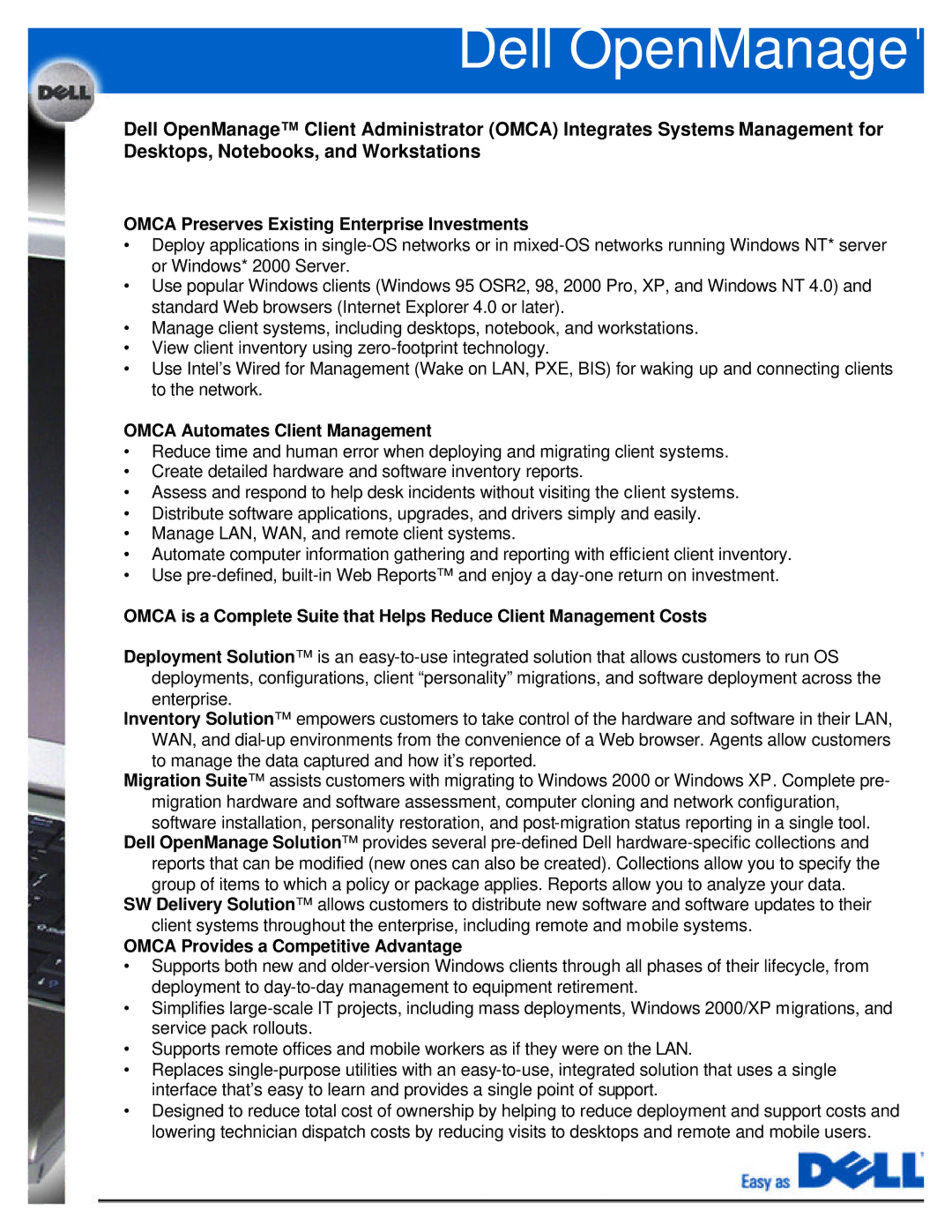 Dell X300 manual Dell OpenManage 