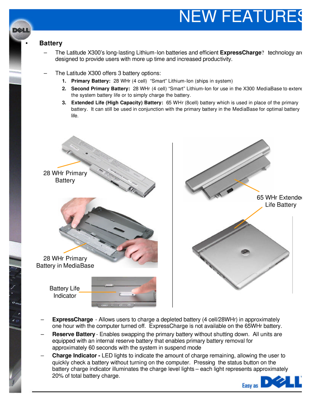 Dell X300 manual Battery 