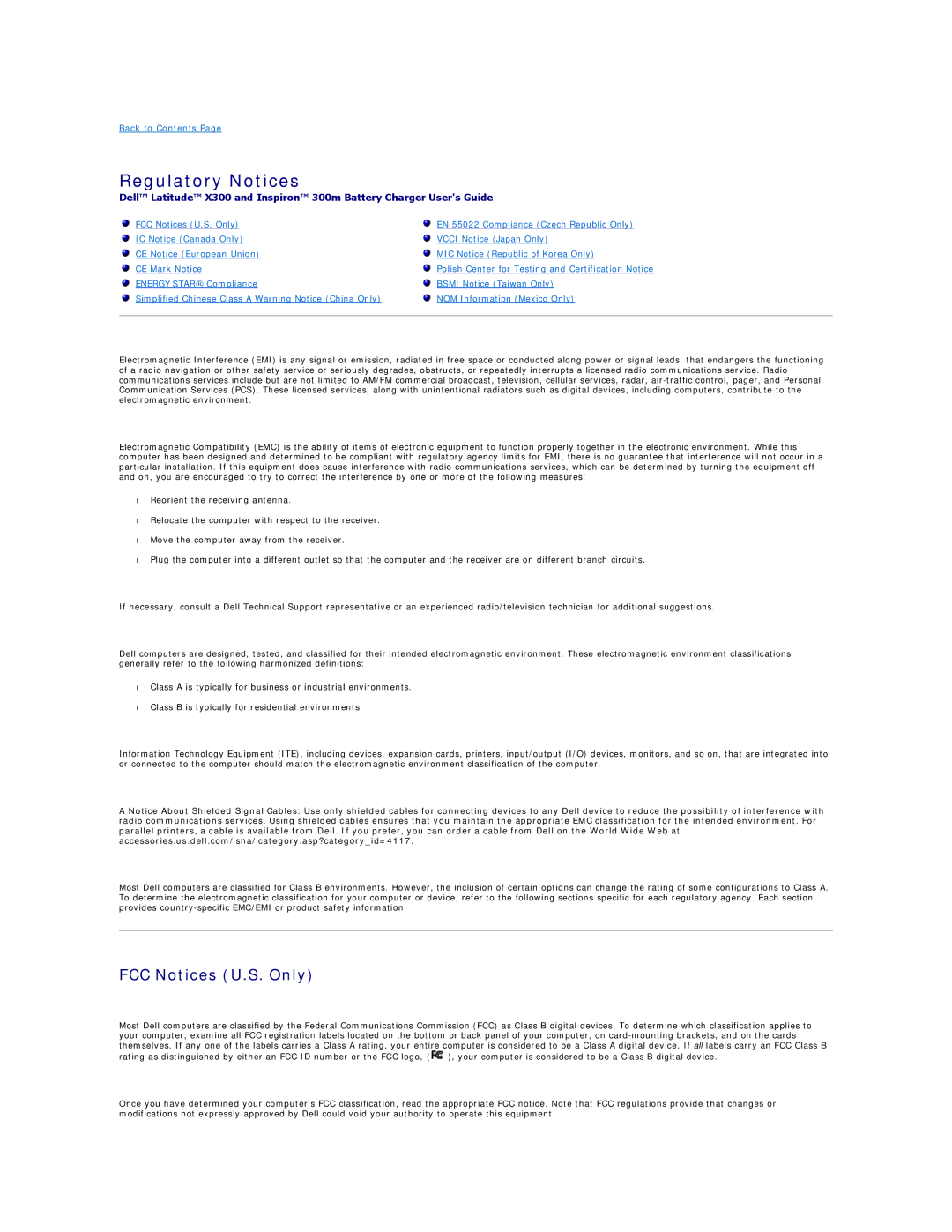 Dell X300 warranty Regulatory Notices, FCC Notices U.S. Only 