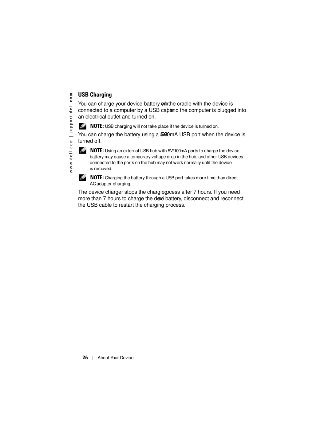 Dell HD04U, X50, HC03UL owner manual USB Charging, Is removed 