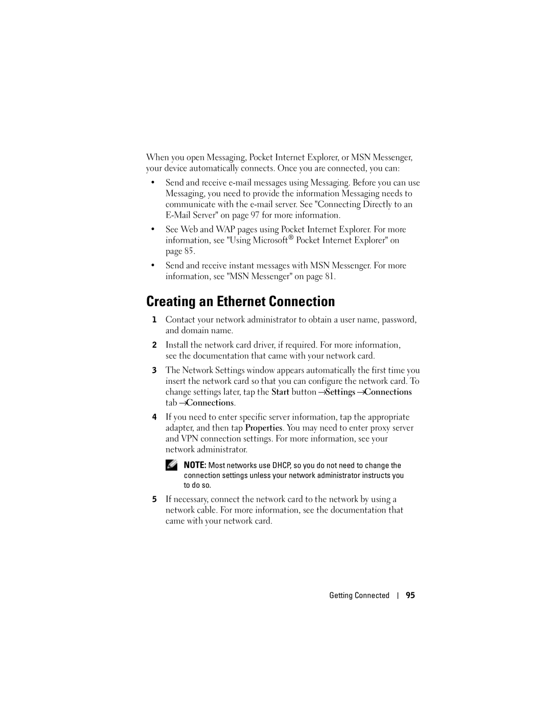 Dell HD04U, X50, HC03UL owner manual Creating an Ethernet Connection, To do so 