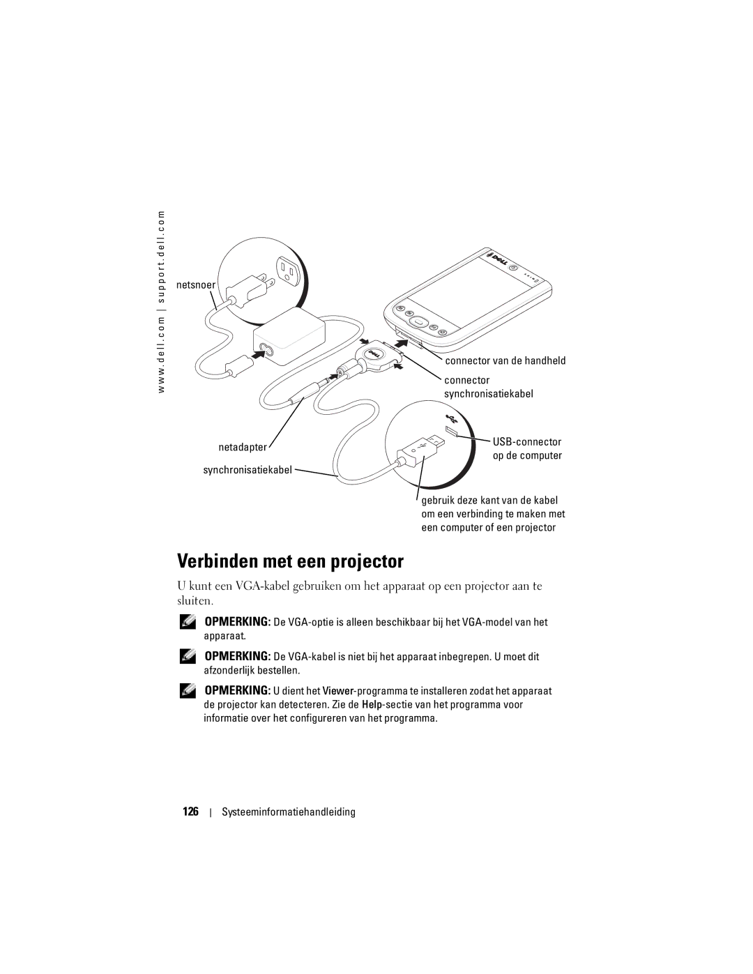 Dell X50 manual Verbinden met een projector, 126 