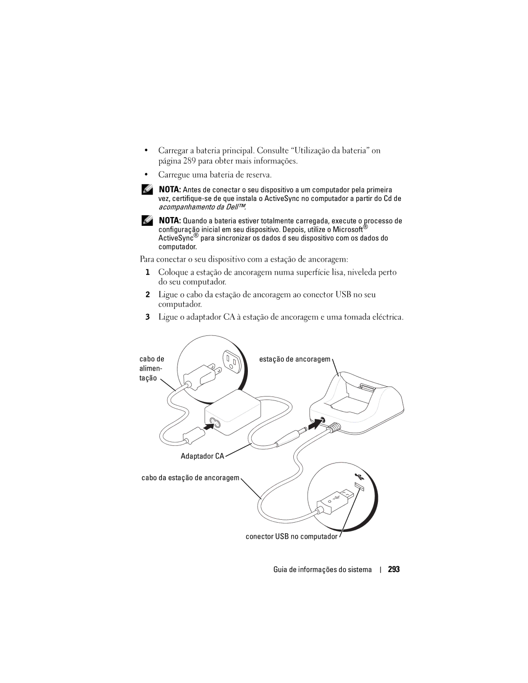 Dell X50 manual 293, Cabo de 