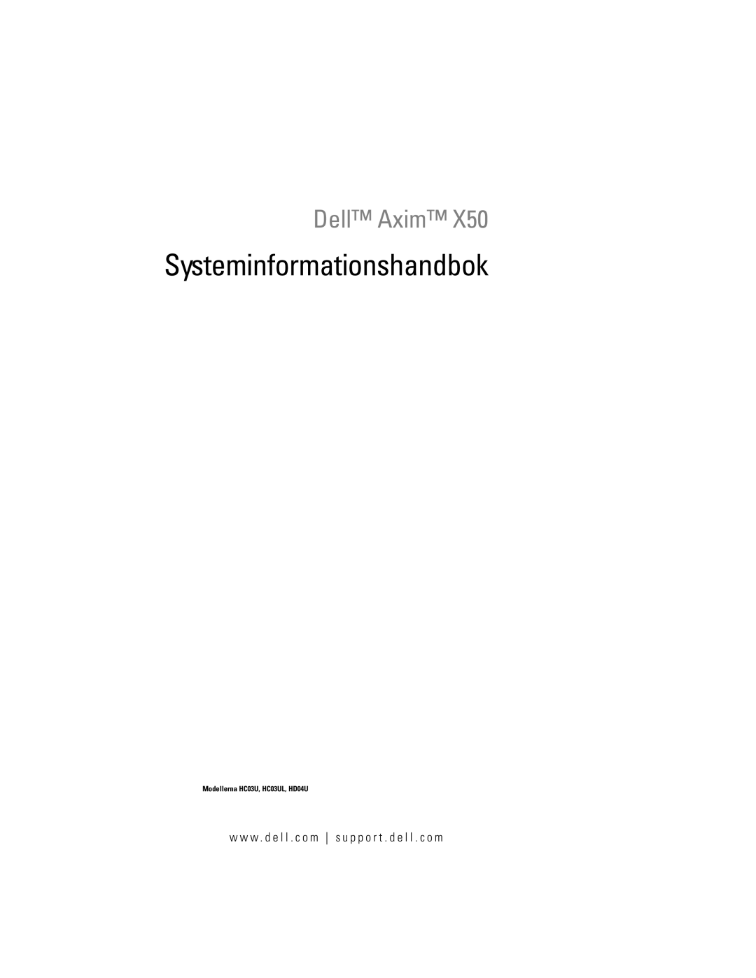 Dell X50 manual Systeminformationshandbok 