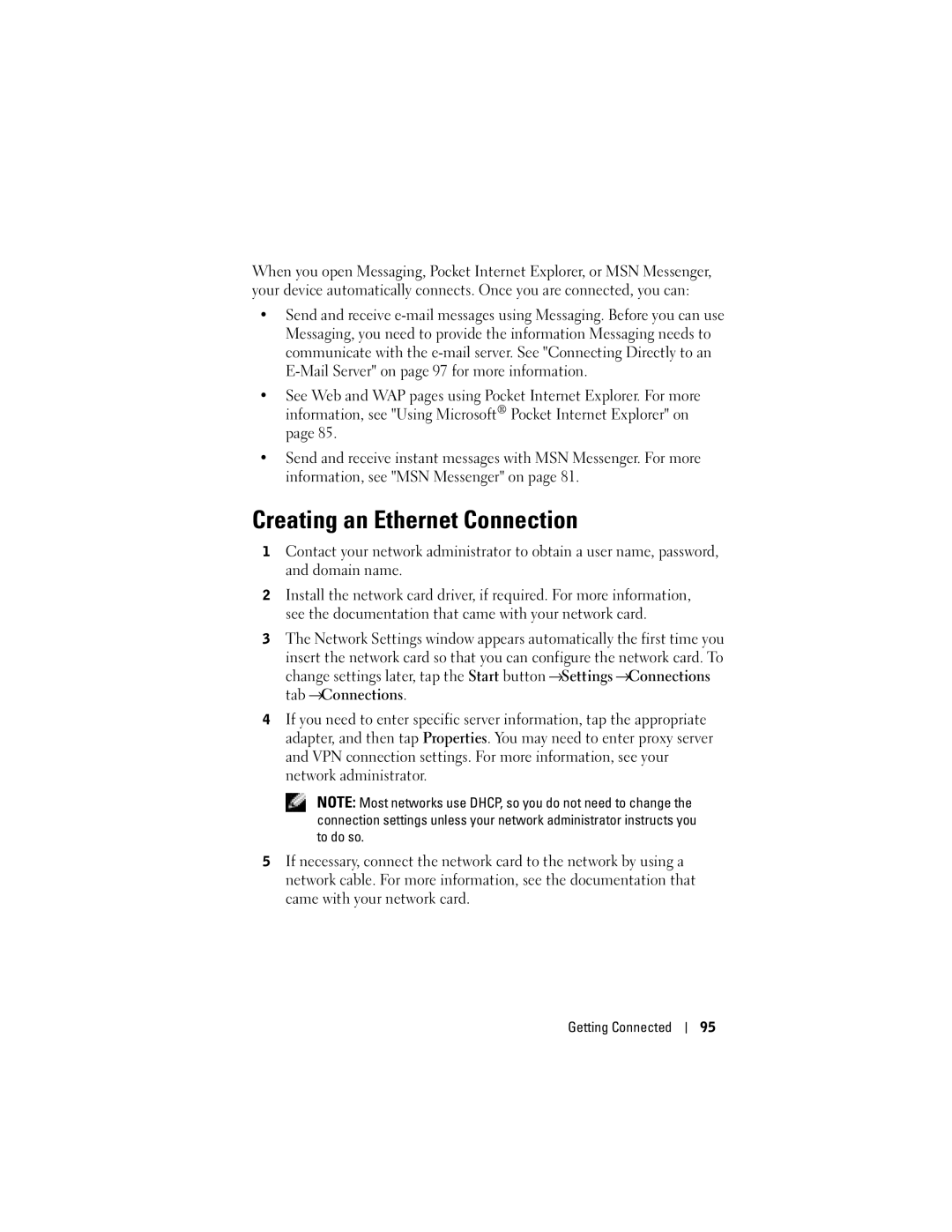 Dell X50 owner manual Creating an Ethernet Connection, To do so 