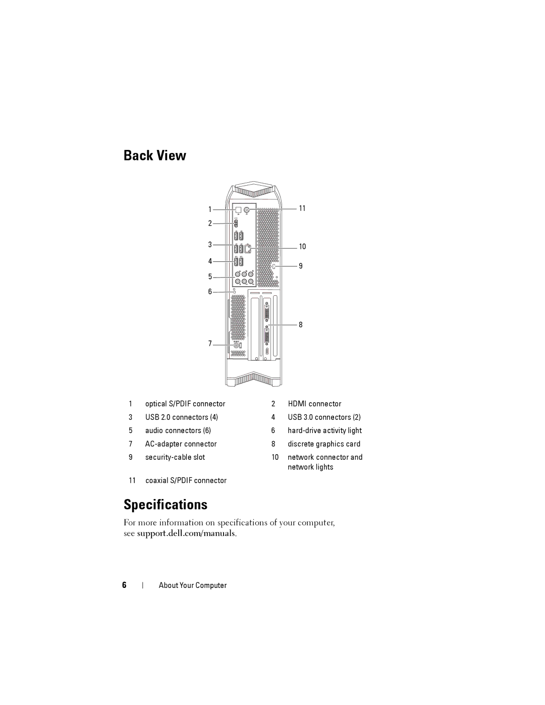 Dell X51, D05S owner manual Specifications 