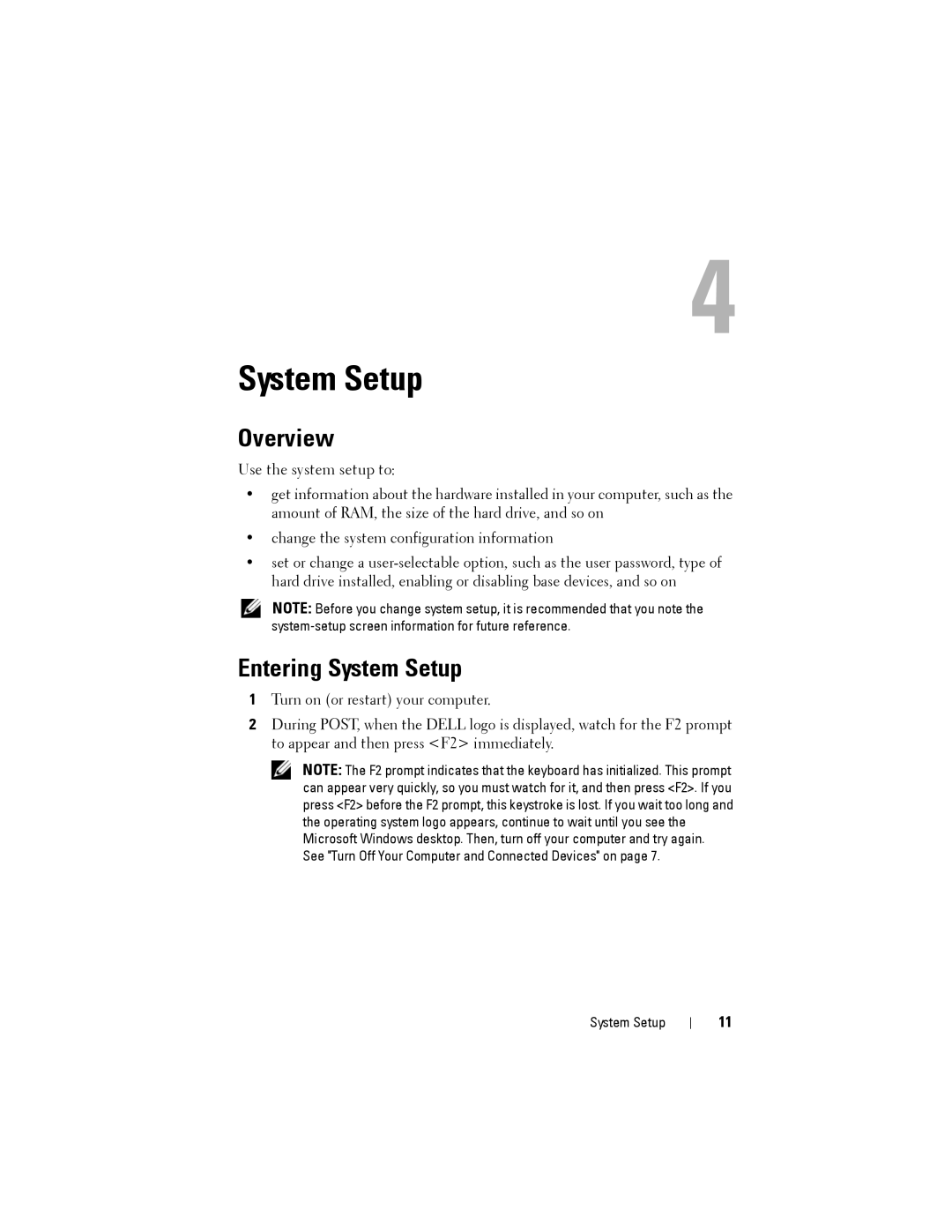 Dell X51 owner manual System Setup, Overview 