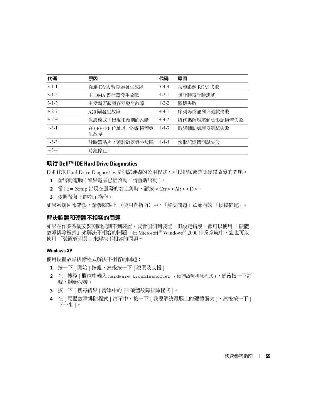 Dell X6740 manual 執行 Dell IDE Hard Drive Diagnostics, 解決軟體和硬體不相容的問題 