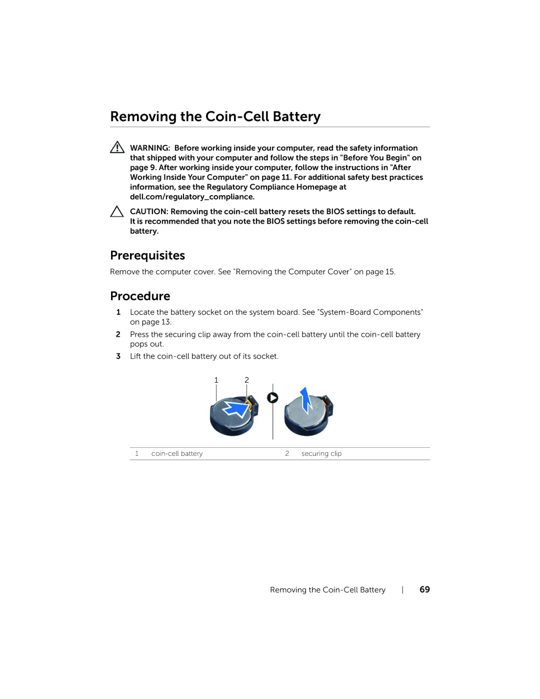 Dell XPS 8700, X87001253BLK manual Removing the Coin-Cell Battery, Prerequisites 