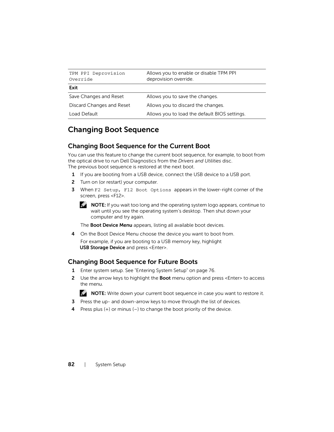 Dell X87001253BLK, XPS 8700 manual Changing Boot Sequence for the Current Boot 