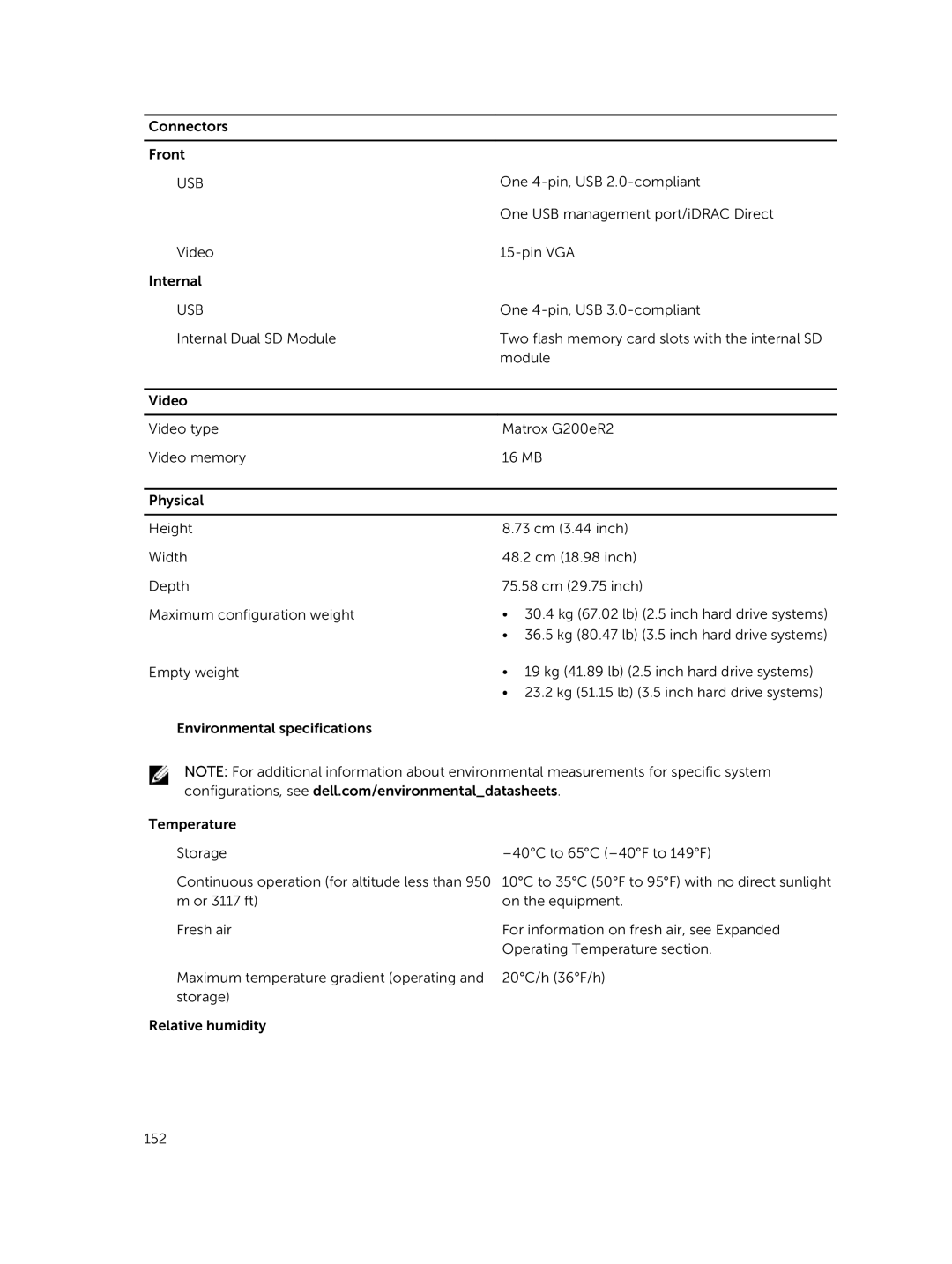 Dell XC730xd owner manual Connectors Front 