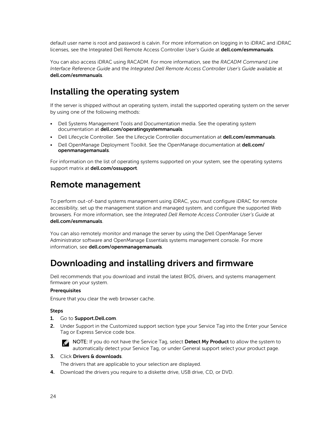 Dell XC730xd owner manual Installing the operating system 