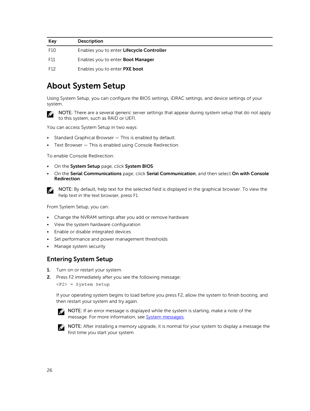 Dell XC730xd owner manual About System Setup, Entering System Setup 