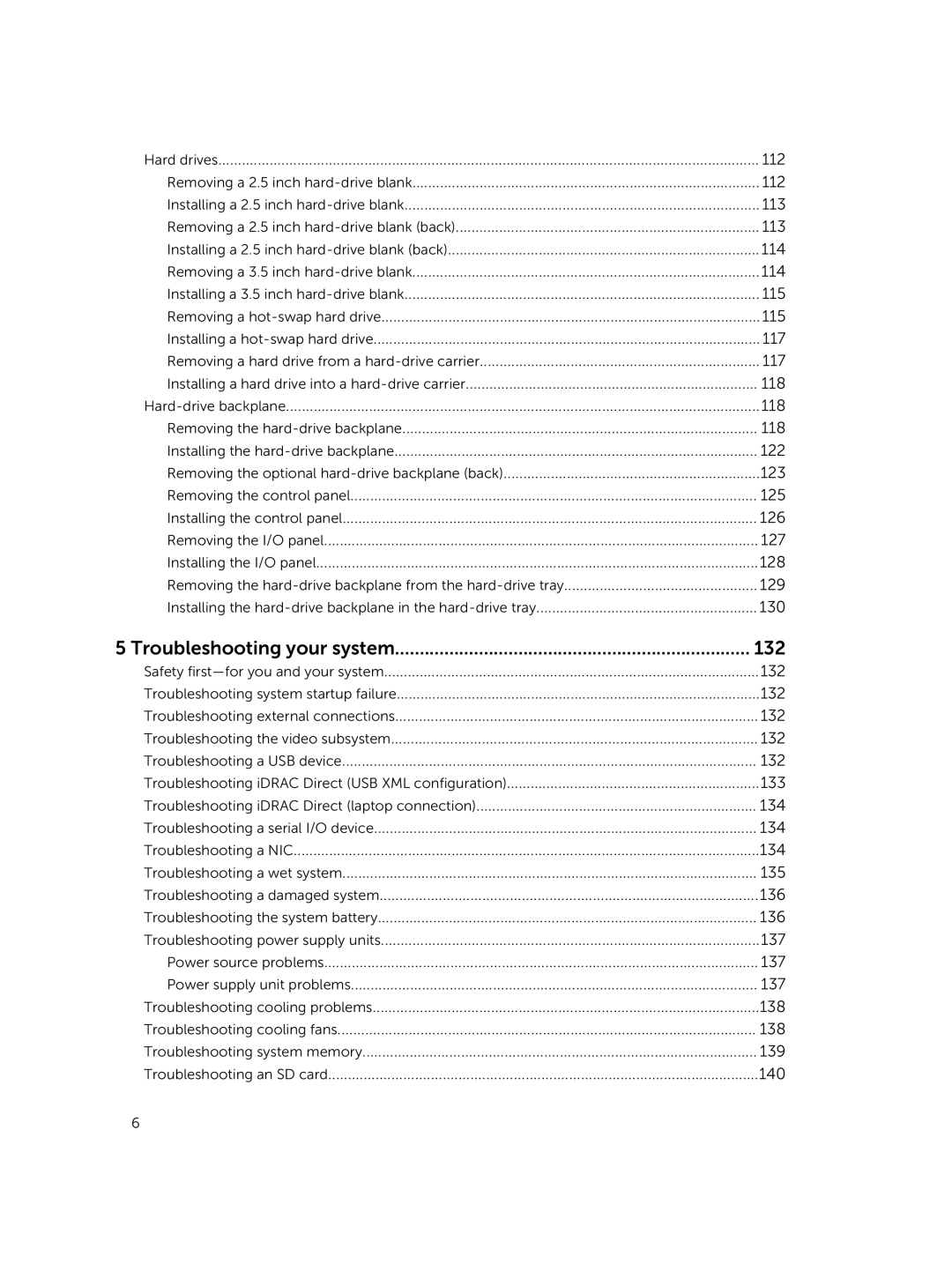 Dell XC730xd owner manual Troubleshooting your system 132 