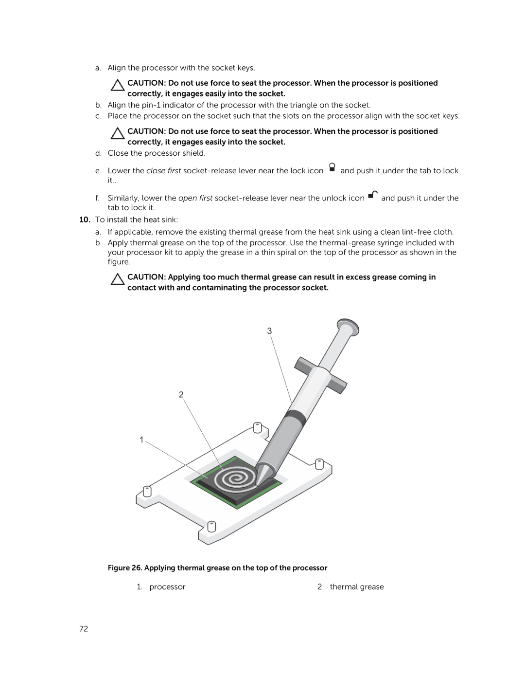 Dell XC730xd owner manual Processor Thermal grease 