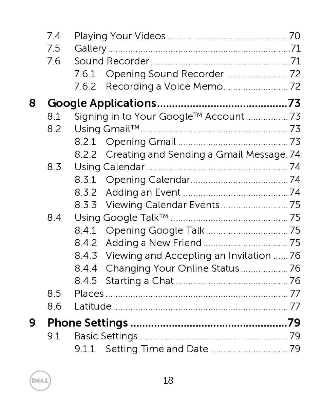 Dell XCD35 user manual Google Applications 