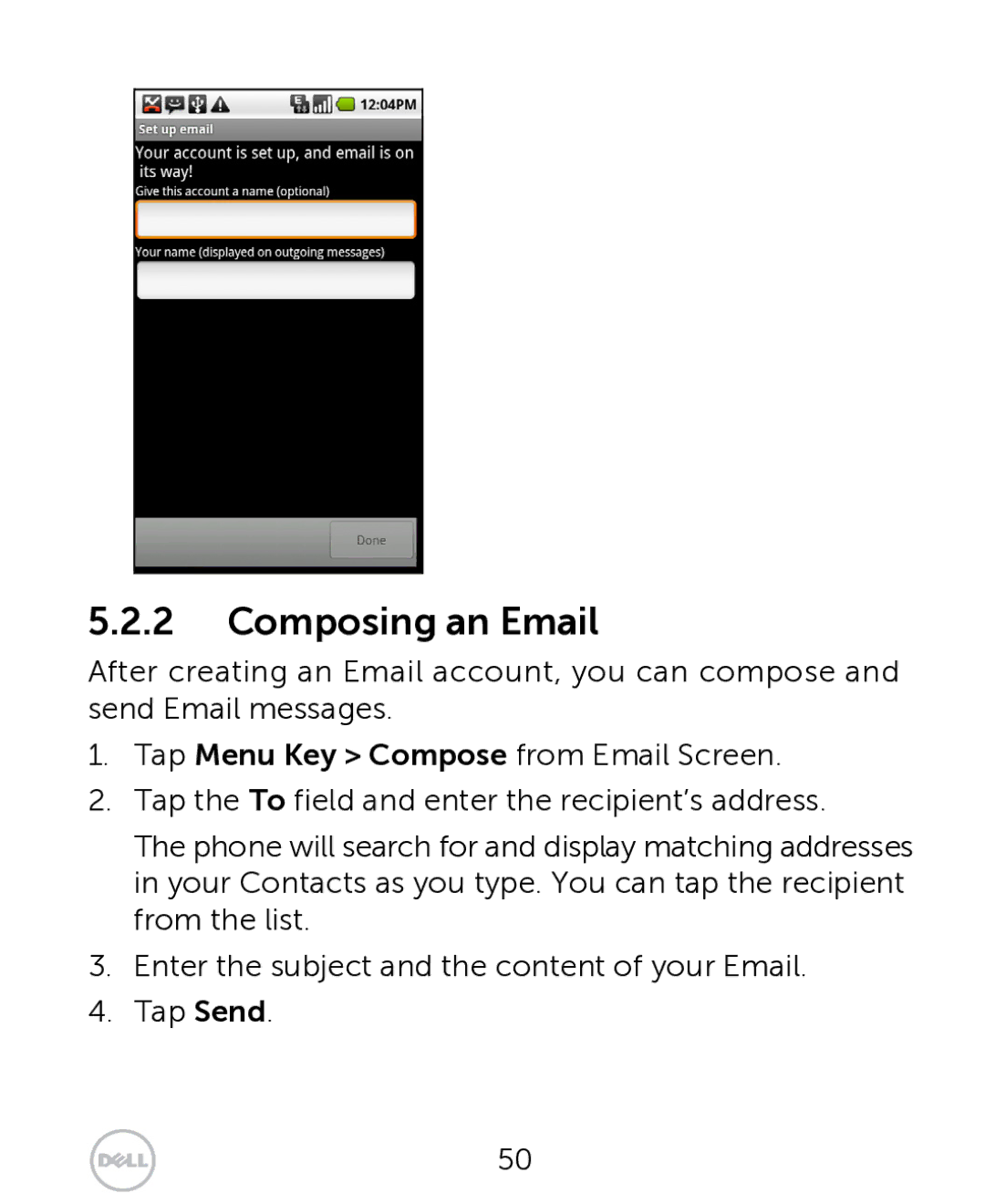 Dell XCD35 user manual Composing an Email 