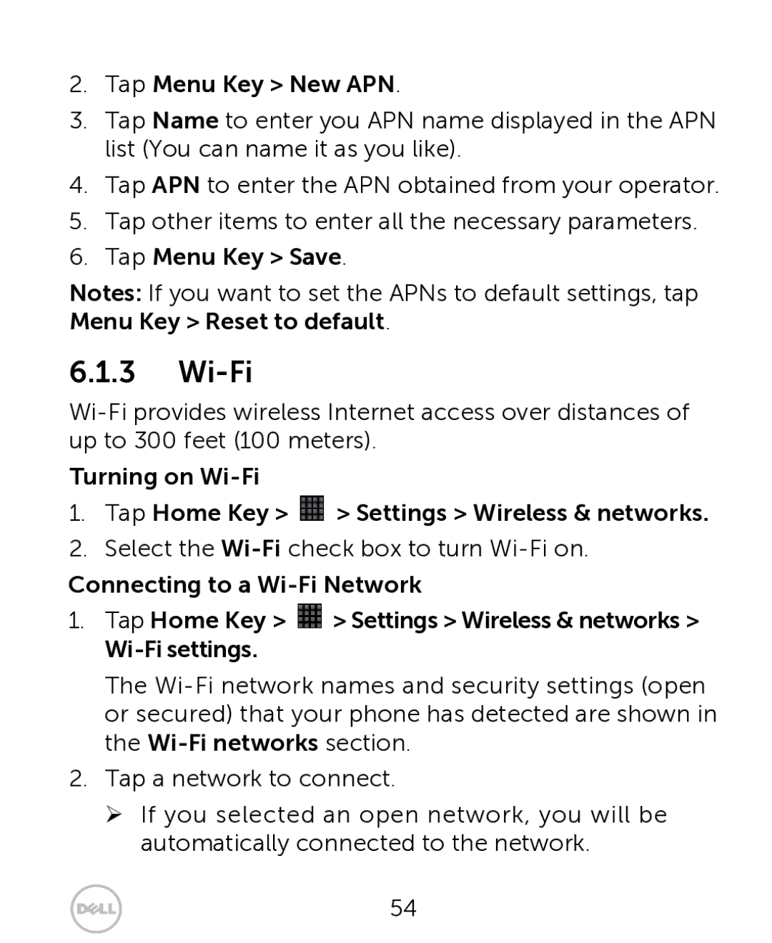 Dell XCD35 user manual Wi-Fi 