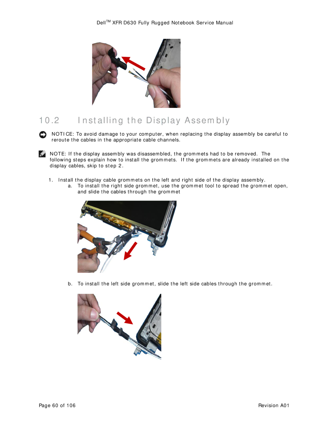 Dell XFR D630 service manual Installing the Display Assembly 