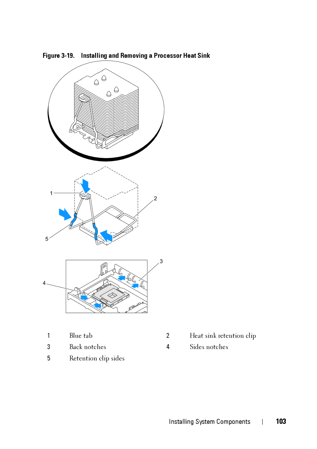 Dell XK946 manual 103, Installing and Removing a Processor Heat Sink 