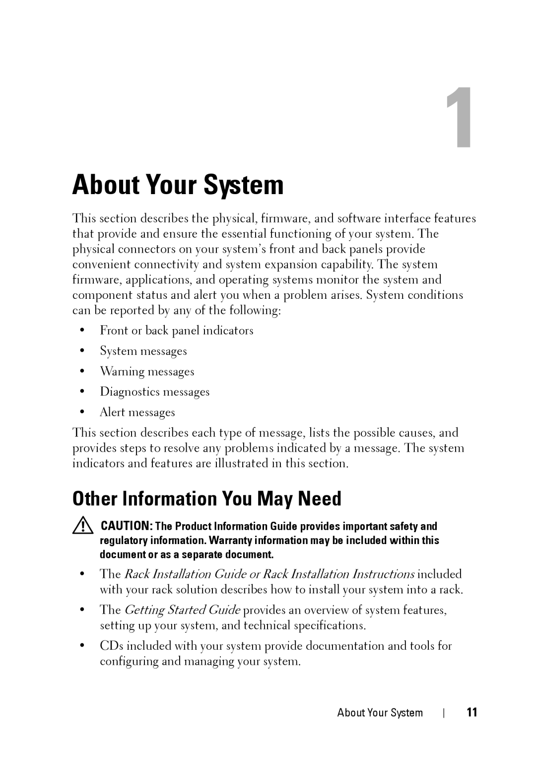 Dell XK946 manual About Your System, Other Information You May Need 