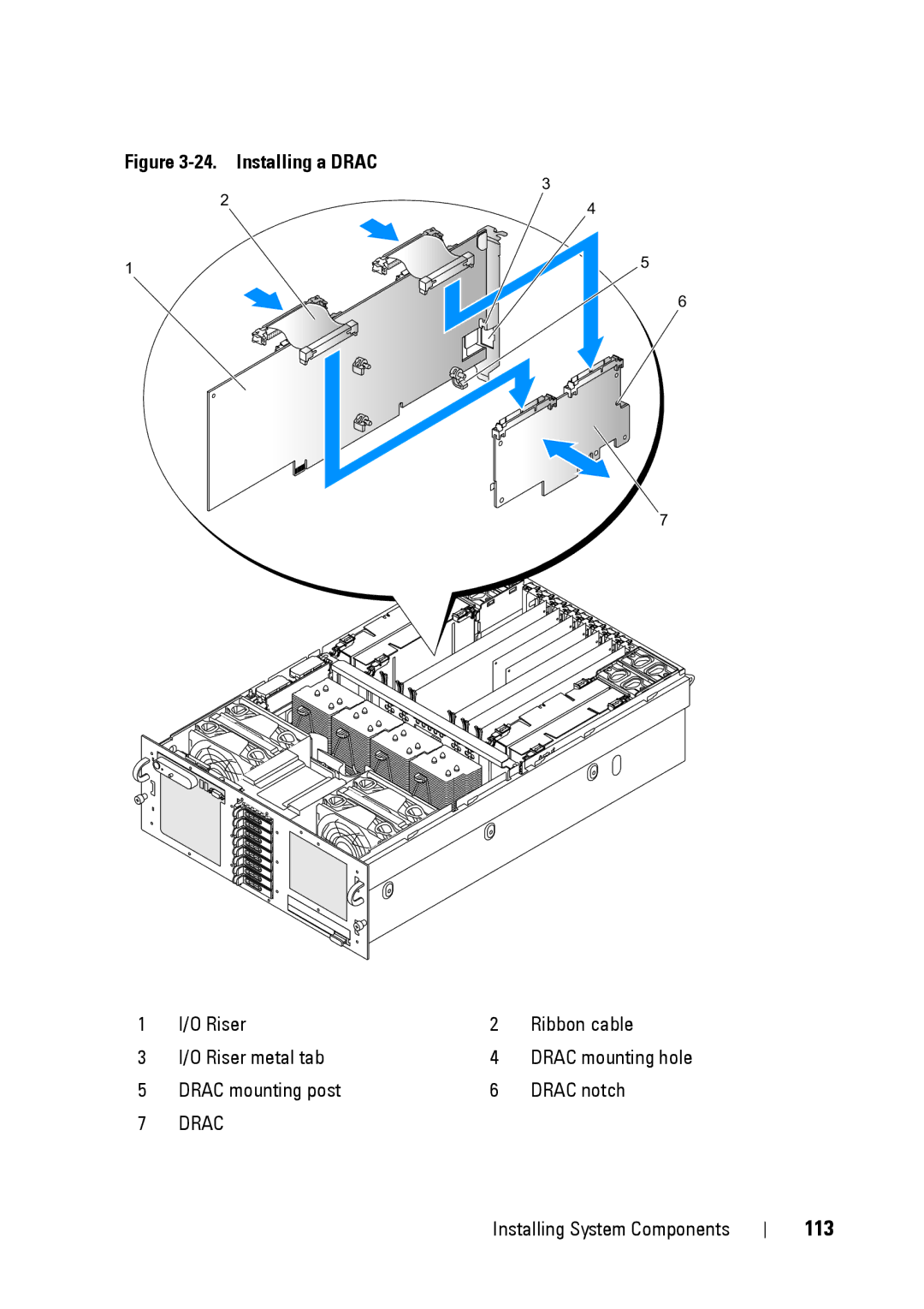 Dell XK946 manual 113, Installing a Drac 