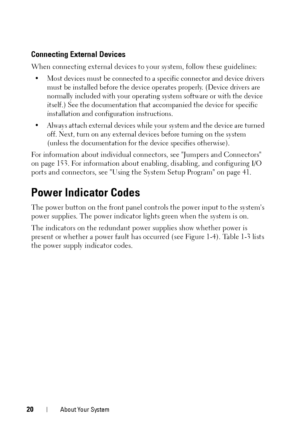 Dell XK946 manual Power Indicator Codes 