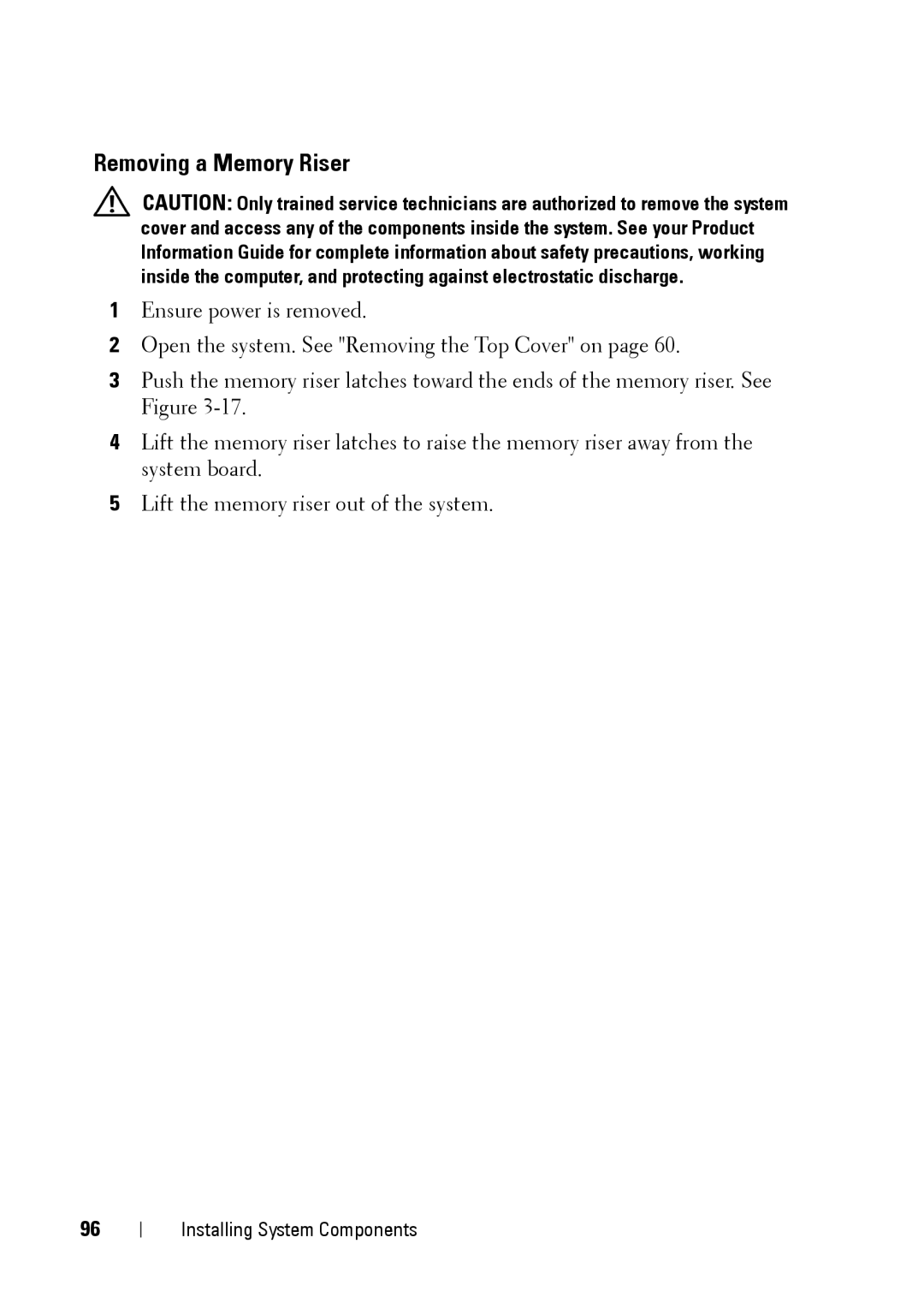 Dell XK946 manual Removing a Memory Riser 