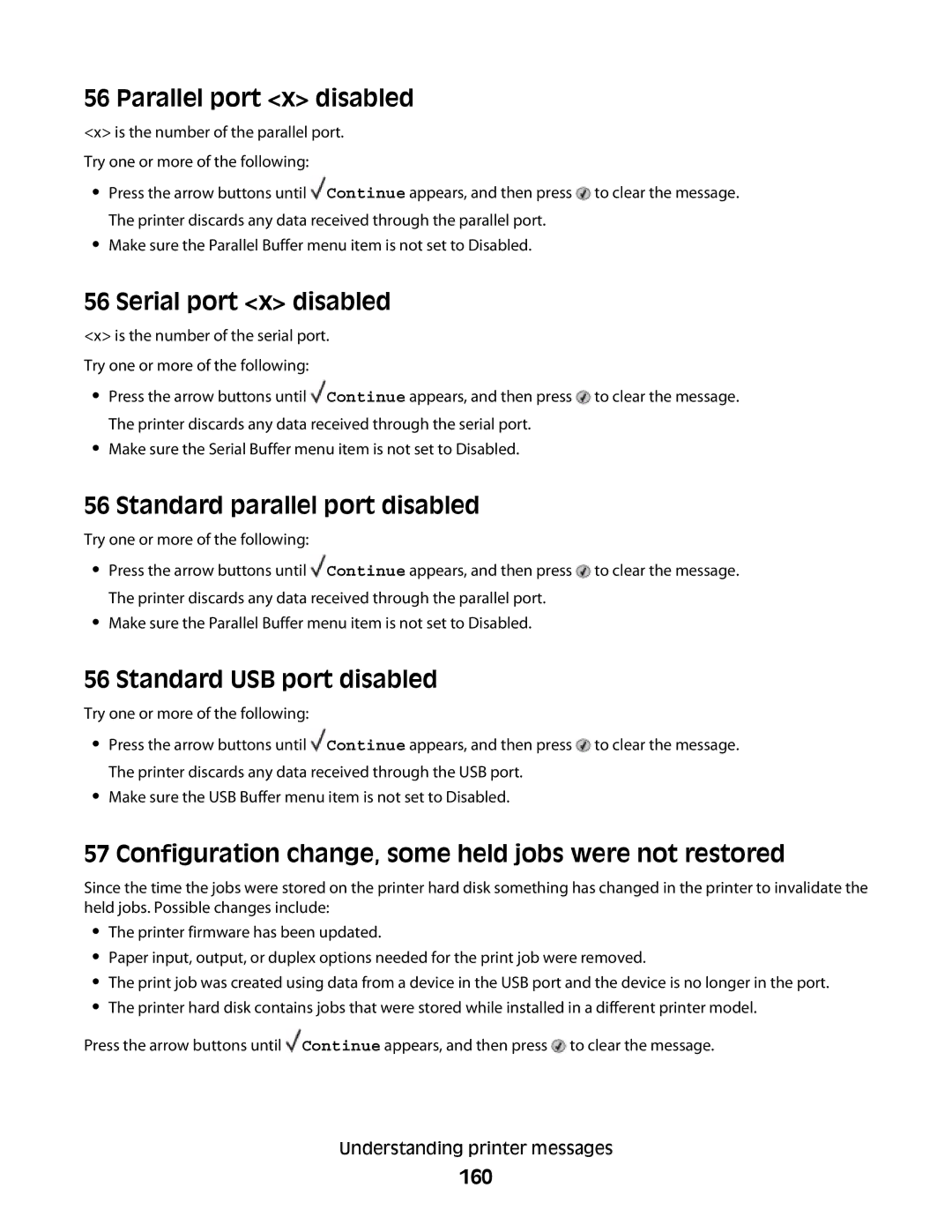 Dell gd1, dn Parallel port x disabled, Serial port x disabled, Standard parallel port disabled, Standard USB port disabled 