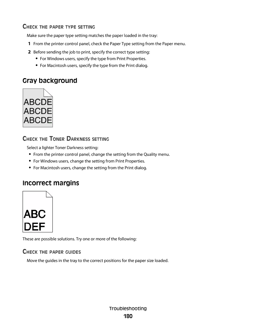 Dell gm1, xn2, n01, n03, mn1, md1, gd2, n02, dn1, 5530 Gray background, Incorrect margins, 180, Check the Toner Darkness Setting 