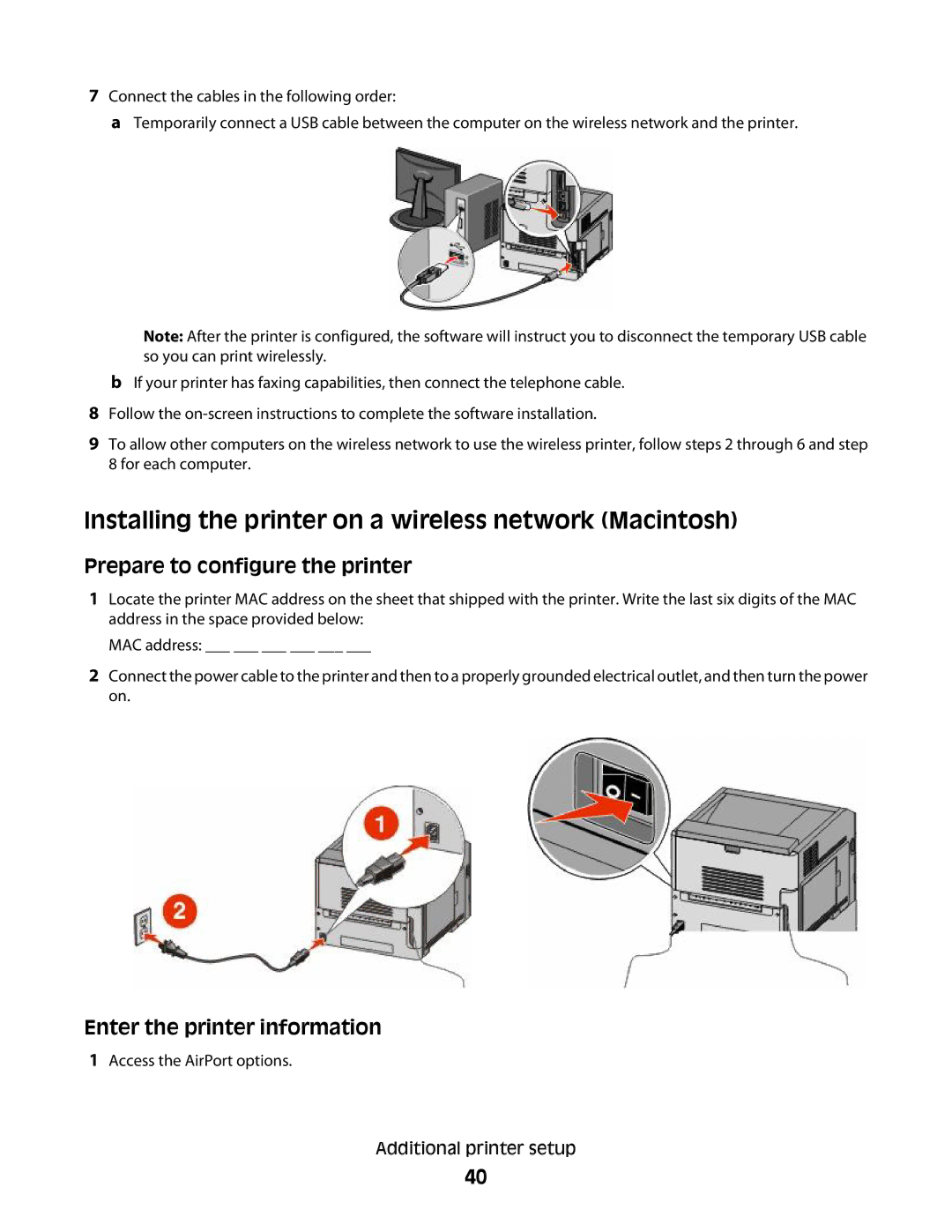 Dell 4864, xn2, n01, n03, mn1, md1, dn Installing the printer on a wireless network Macintosh, Prepare to configure the printer 