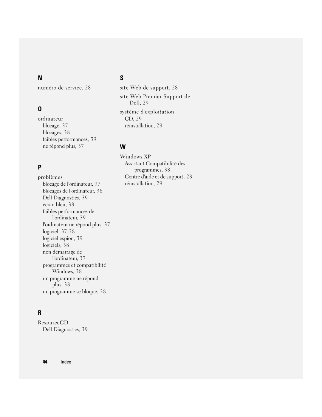 Dell XP065 manual Index 