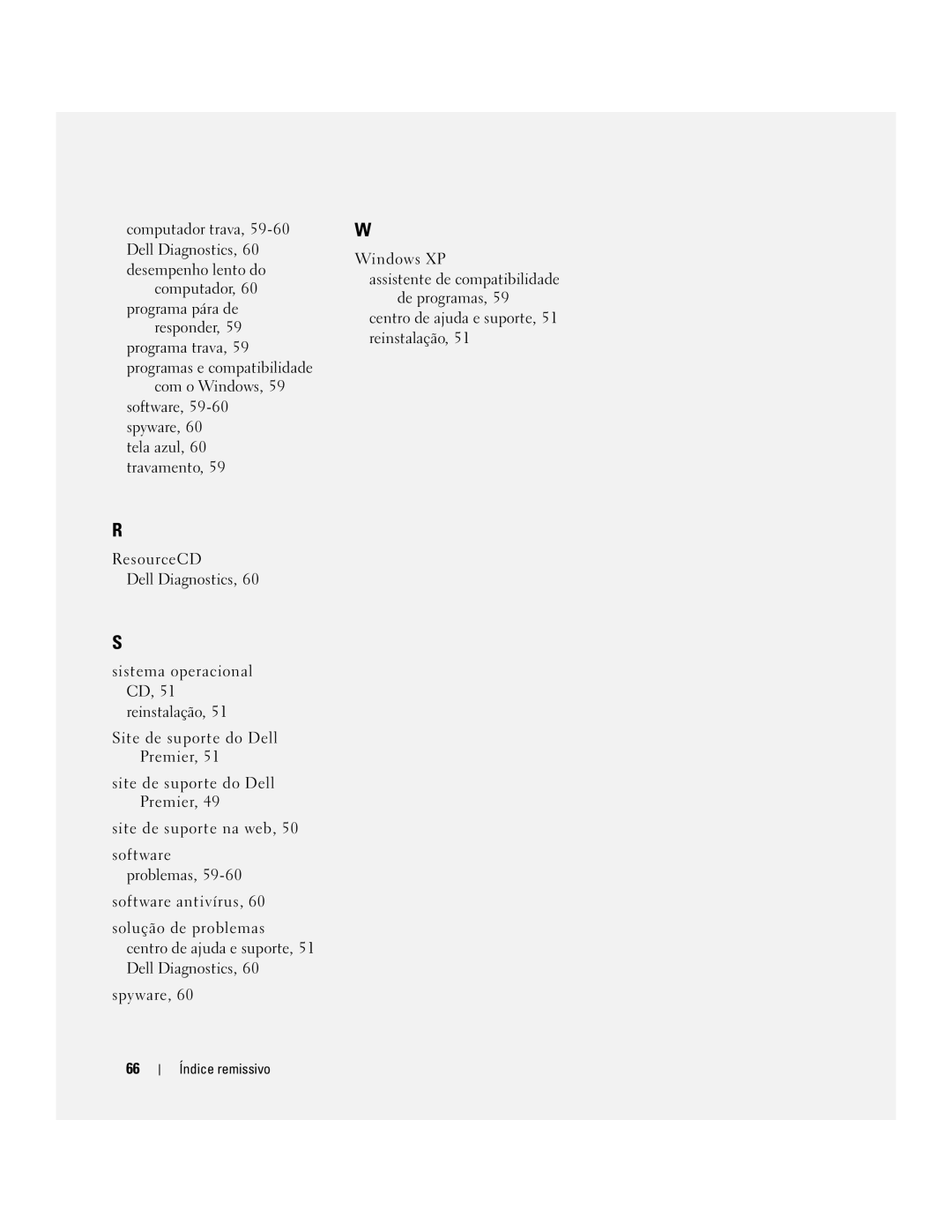 Dell XP065 manual Índice remissivo 