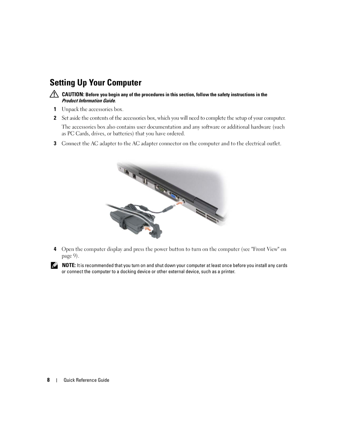 Dell XP140, D631 manual Setting Up Your Computer 