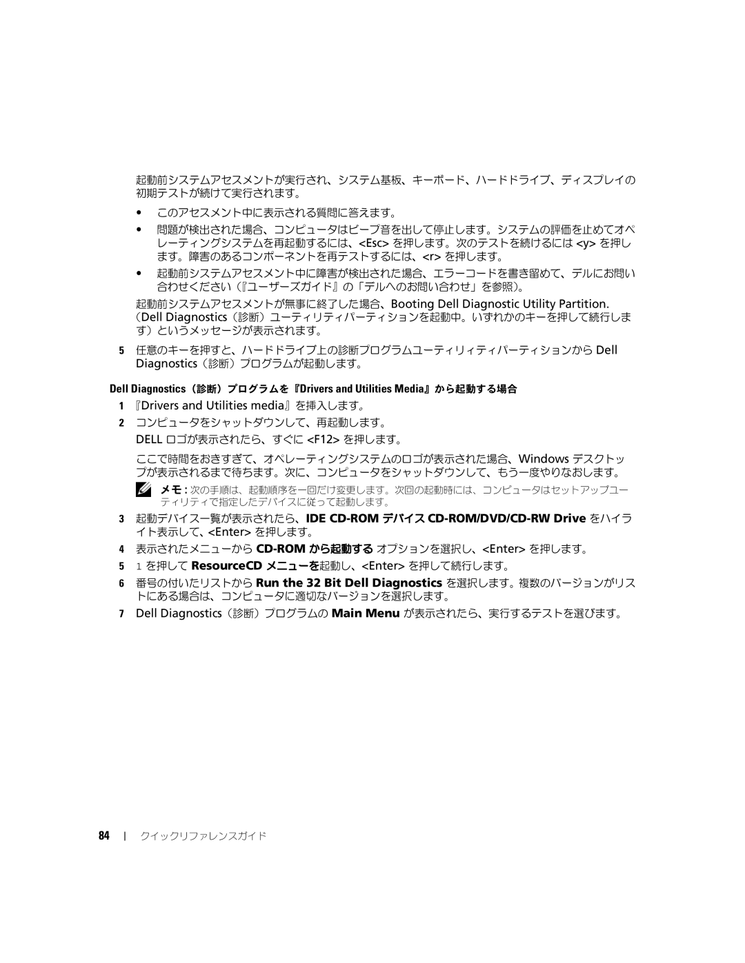 Dell XP140, D631 manual 『Drivers and Utilities media』を挿入します。 