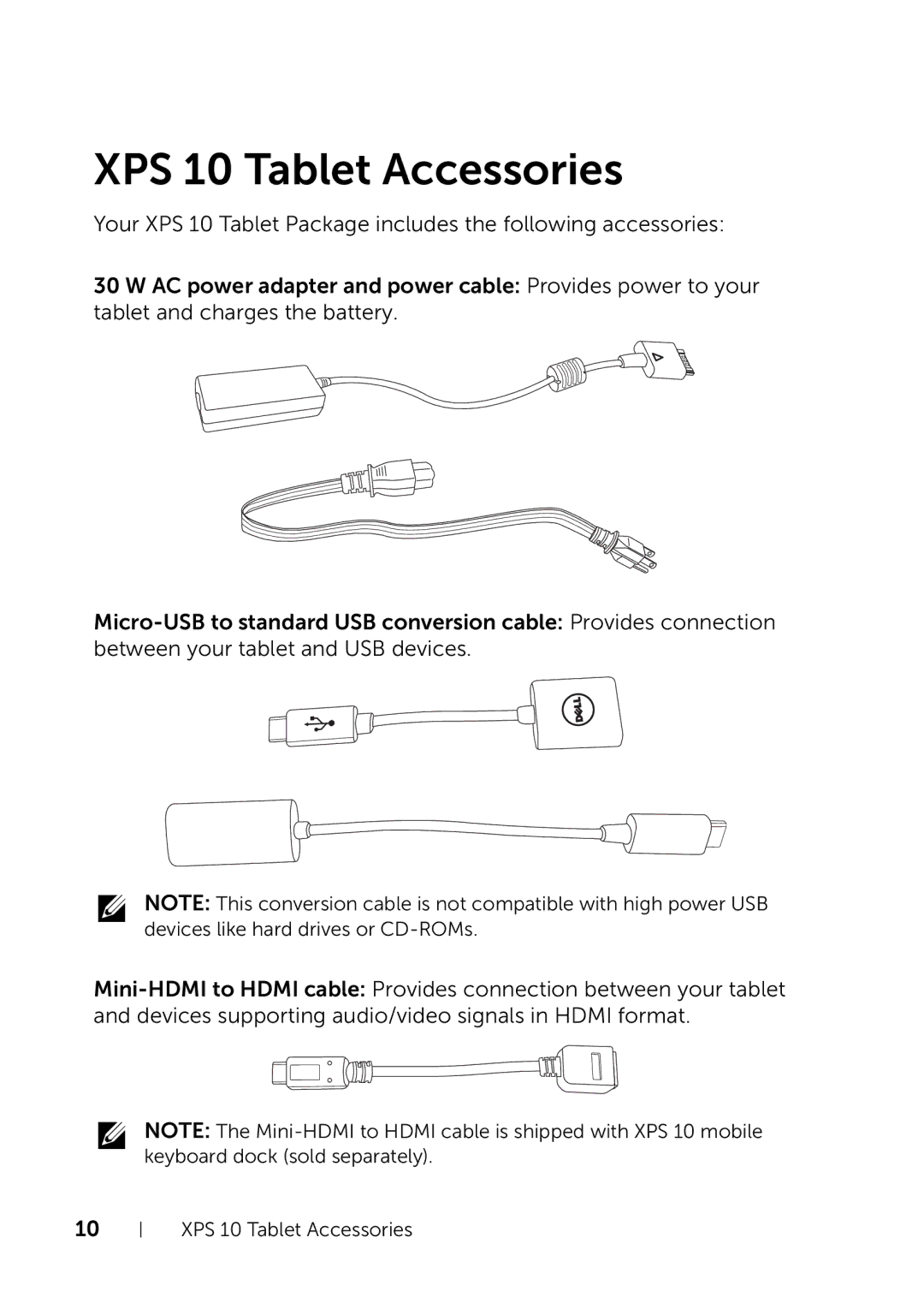 Dell user manual XPS 10 Tablet Accessories 