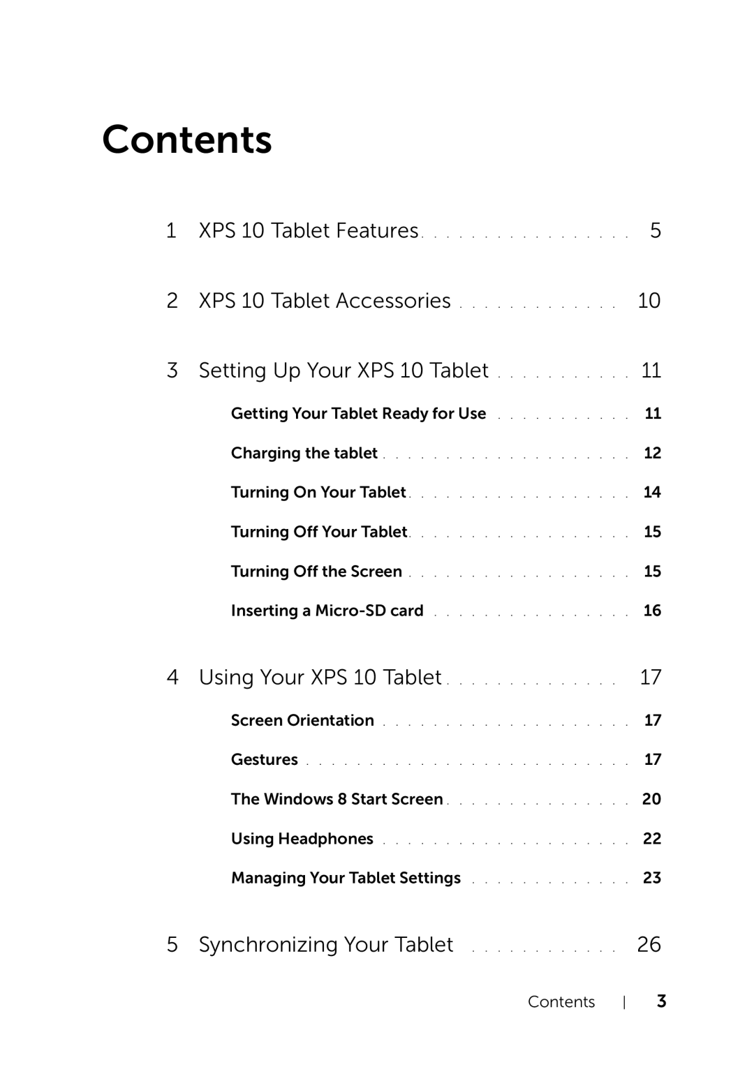 Dell XPS 10 user manual Contents 