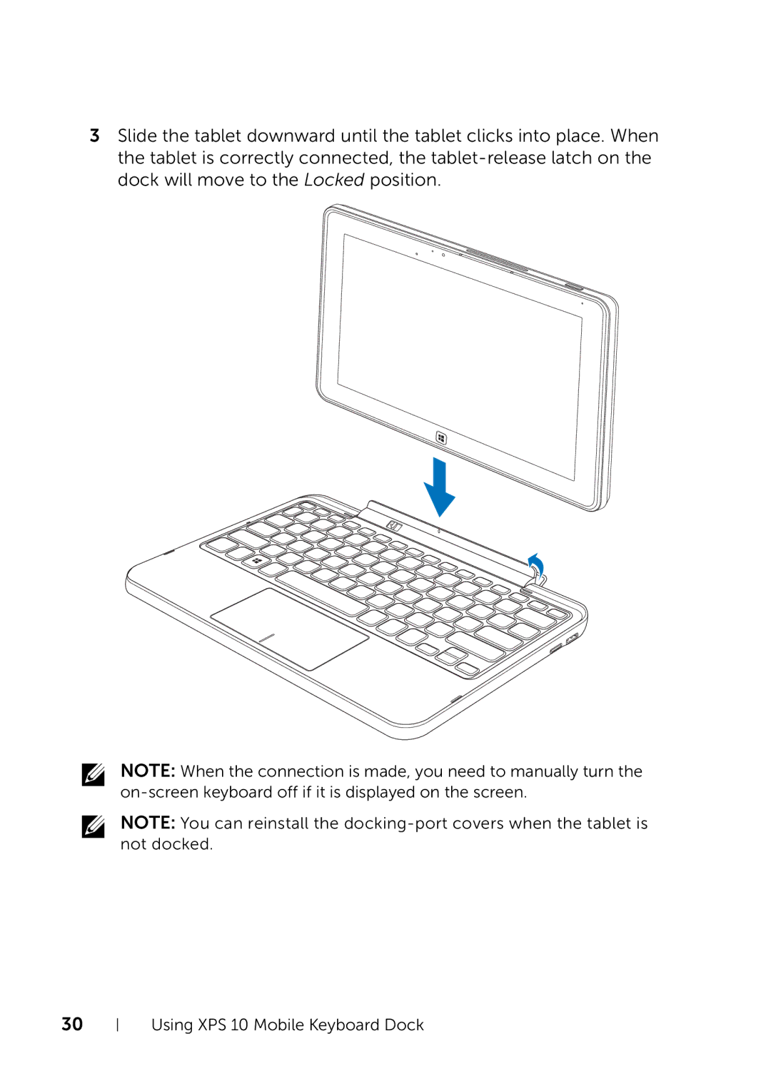 Dell user manual Using XPS 10 Mobile Keyboard Dock 