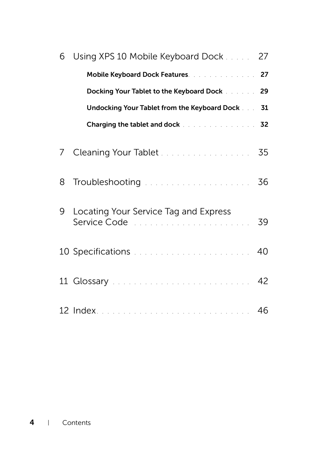 Dell user manual Using XPS 10 Mobile Keyboard Dock, Locating Your Service Tag and Express 