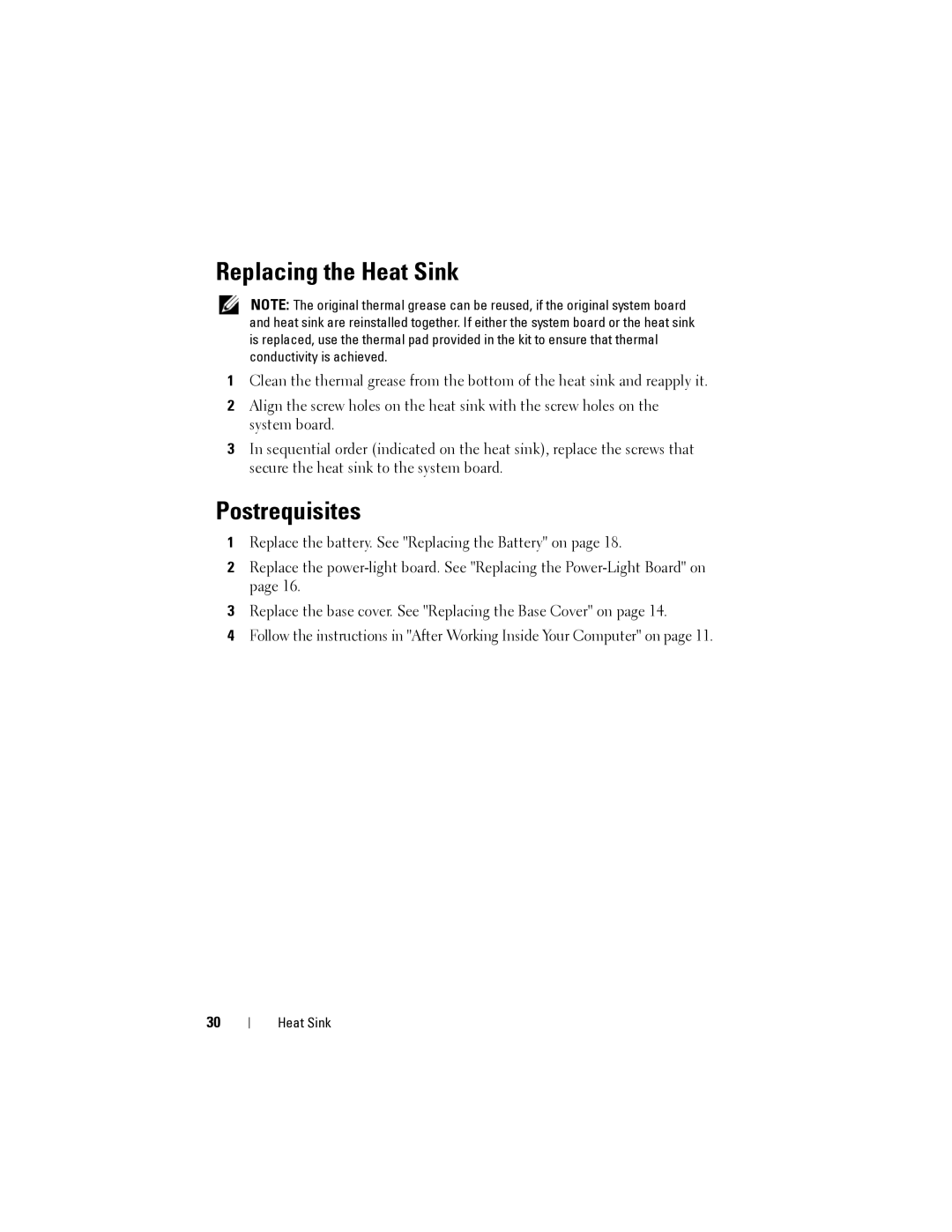 Dell XPS 13 owner manual Replacing the Heat Sink 